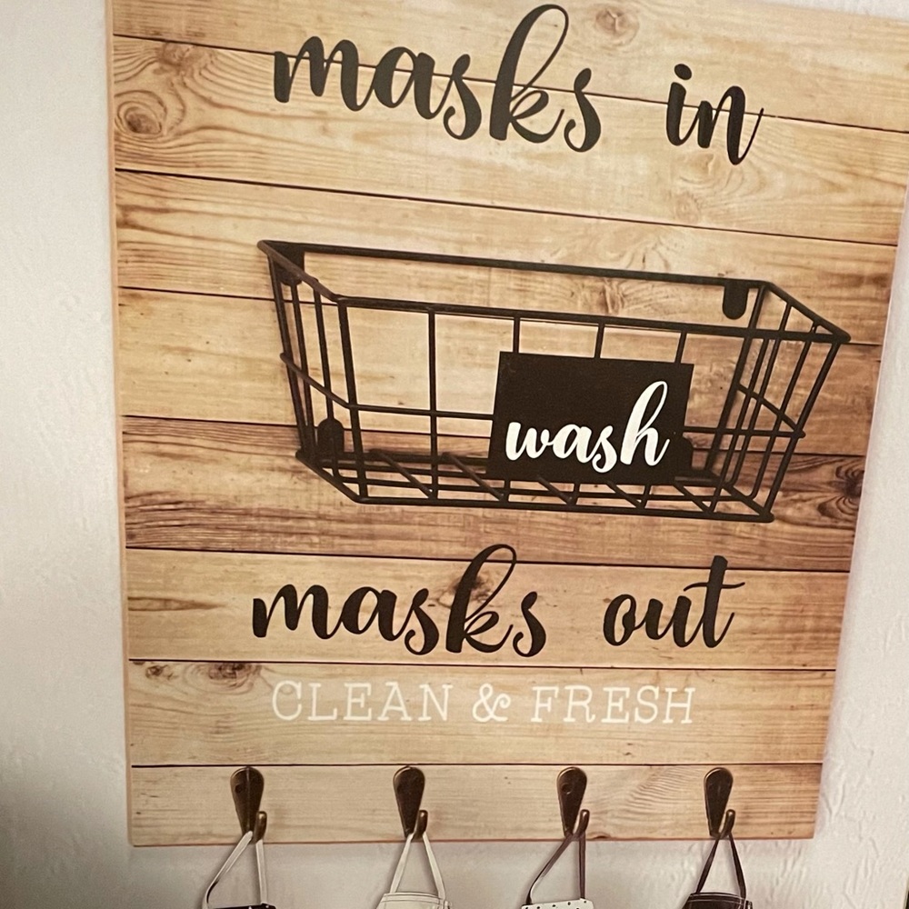 Masks Basket & Hooks Storage